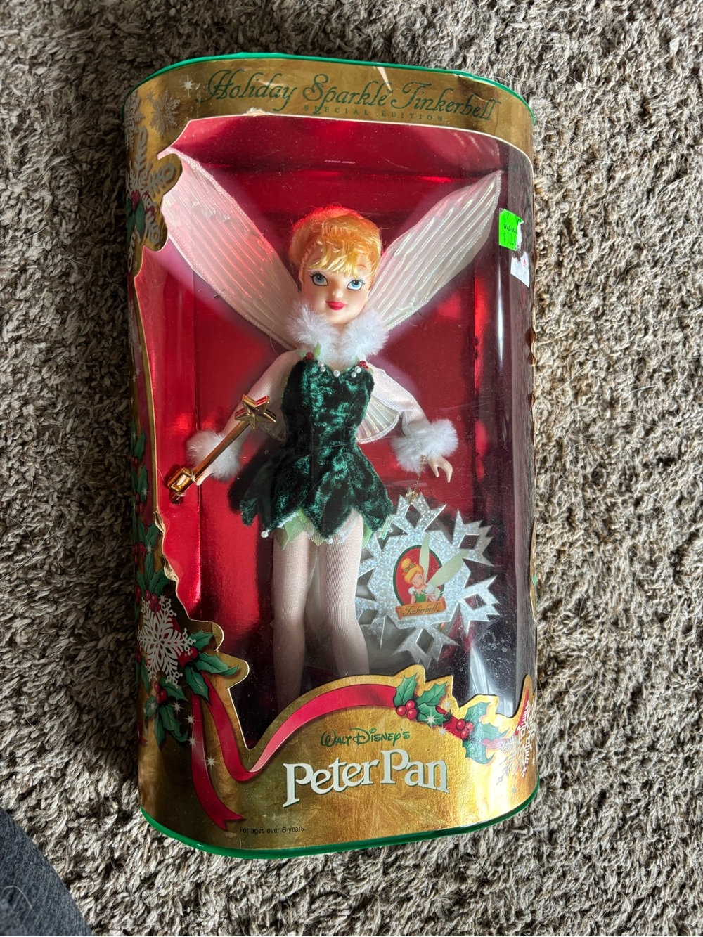 Vintage Disney Peter Pan Holiday Sparkle Tinkerbell Doll - Green
